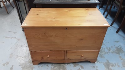 Lot 1122 - Pine blanket box with hinged lid and two drawers below, 93cm wide, 47cm deep, 67.5cm high