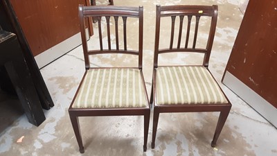 Lot 1125 - Set of four reproduction mahogany dining chairs with drop in seats on square taper front legs