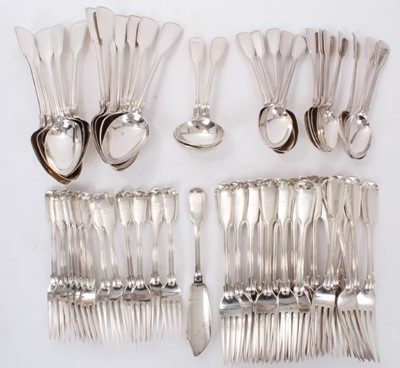Lot 240 - Composite part service Victorian silver fiddle and thread pattern flatware