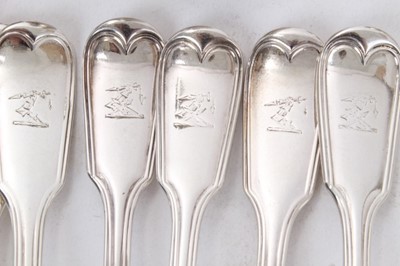 Lot 240 - Composite part service Victorian silver fiddle and thread pattern flatware