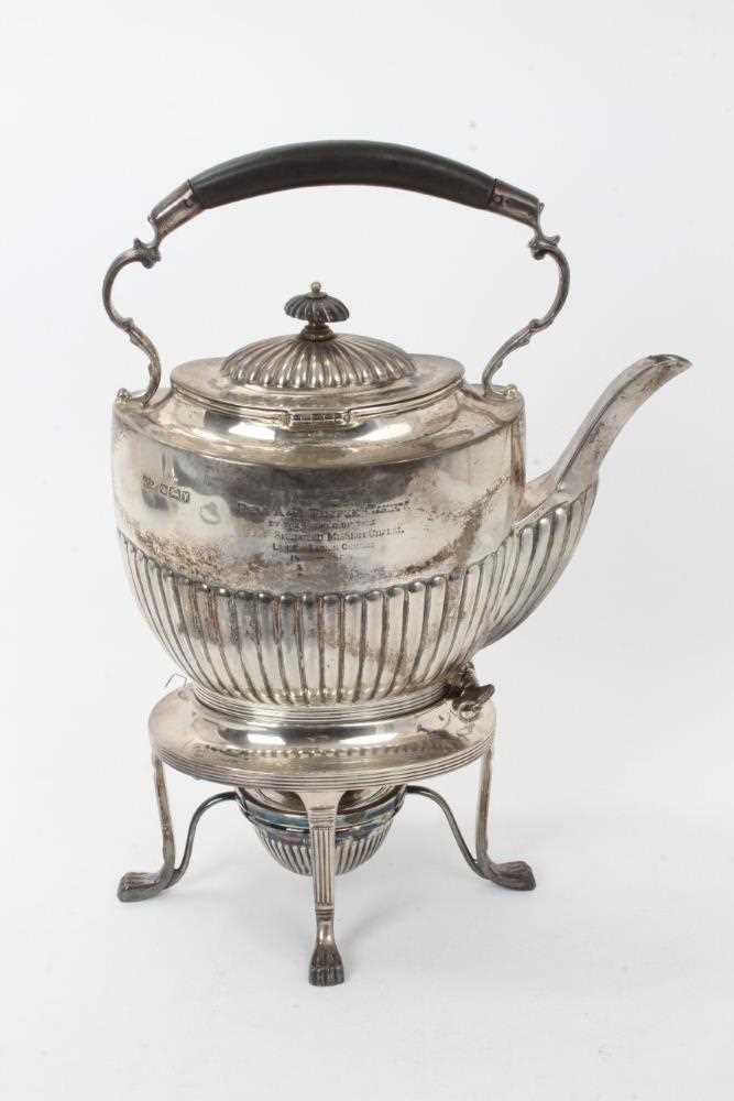 Lot 229 - Victorian silver kettle on burner stand