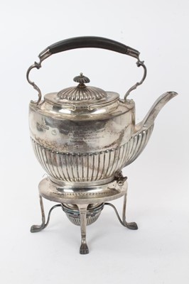 Lot 229 - Victorian silver kettle on burner stand
