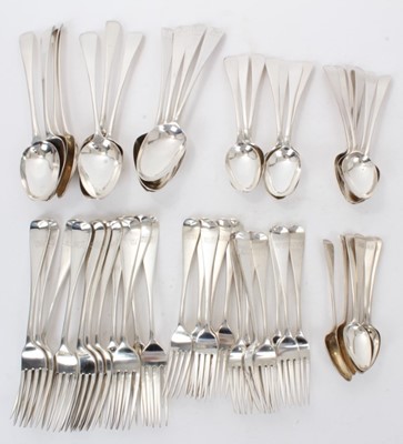 Lot 239 - Composite set of Old English pattern cutlery, various dates and makers, 54 pieces in total