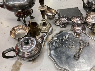 Lot 353 - Various plate including silver plated kettle on burner stand and other items