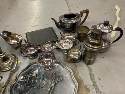 Lot 353 - Various plate including silver plated kettle on burner stand and other items