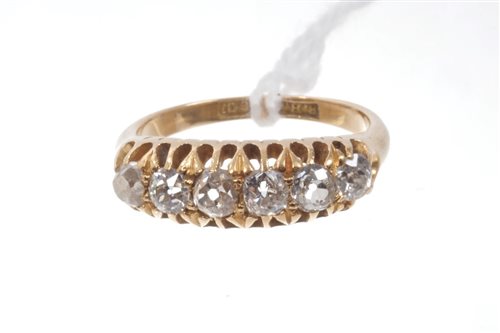 Lot 467 - Victorian diamond six stone ring with six old...