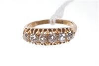 Lot 467 - Victorian diamond six stone ring with six old...