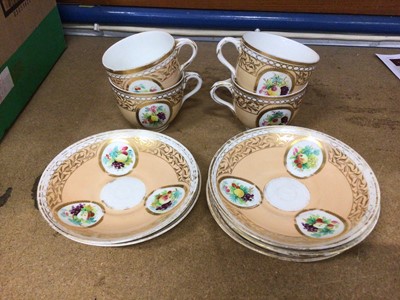 Lot 98 - 19th century English porcelain cups and saucers painted with fruit