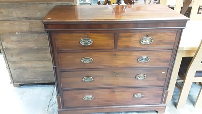 Lot 1135 - Nineteenth century mahogany chest of two short and three long graduated drawers, 118cm wide, 54.5cm deep, 109cm high