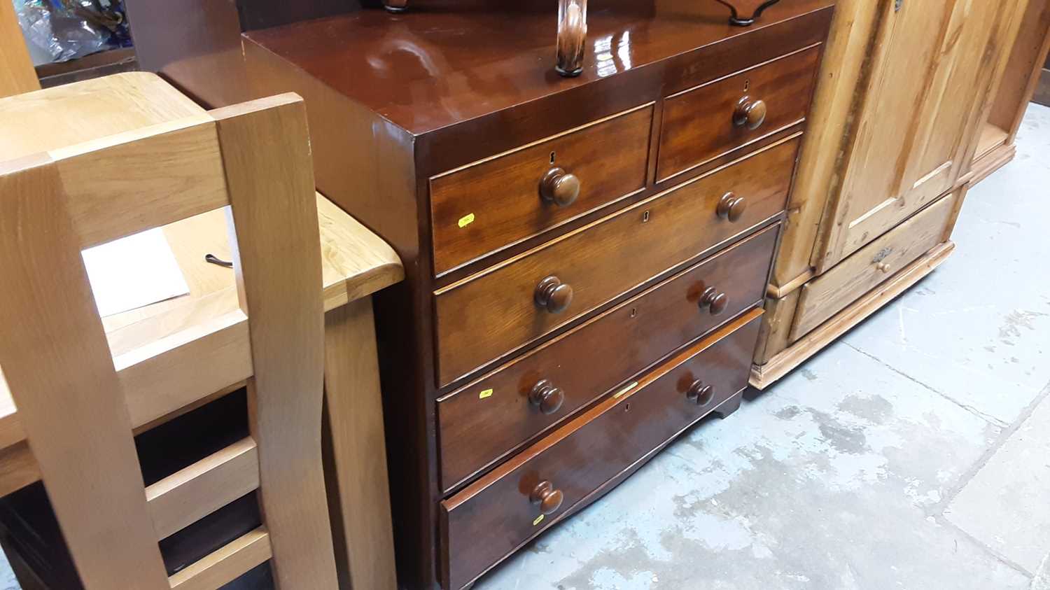 Lot 1136 - Victorian mahogany chest of two short and three long graduated drawers, 90cm wide, 45cm deep, 96cm high