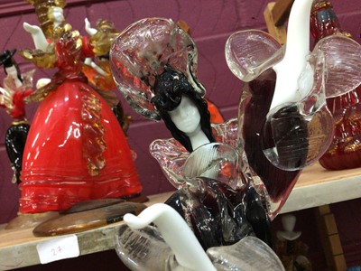 Lot 632 - Eleven Murano red glass figures 25-43 cm high