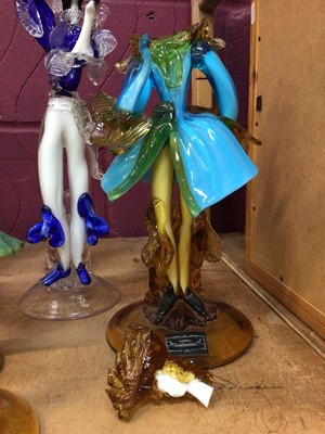 Lot 633 - Twelve Murano green and blue glass figures 21-39 cm