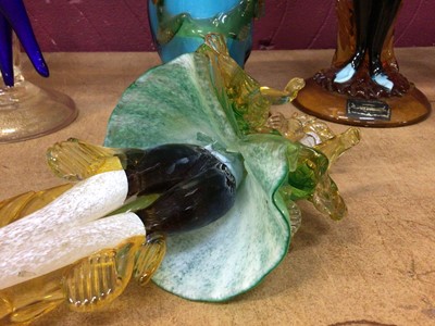 Lot 633 - Twelve Murano green and blue glass figures 21-39 cm