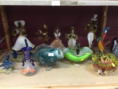 Lot 634 - Five Murano glass figures and other Murano glass ornaments (11)