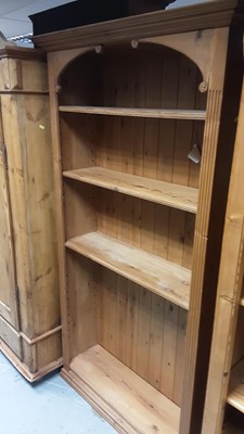 Lot 1147 - Pine open bookcase with adjustable shelves, 103cm wide, 32cm deep, 185cm high