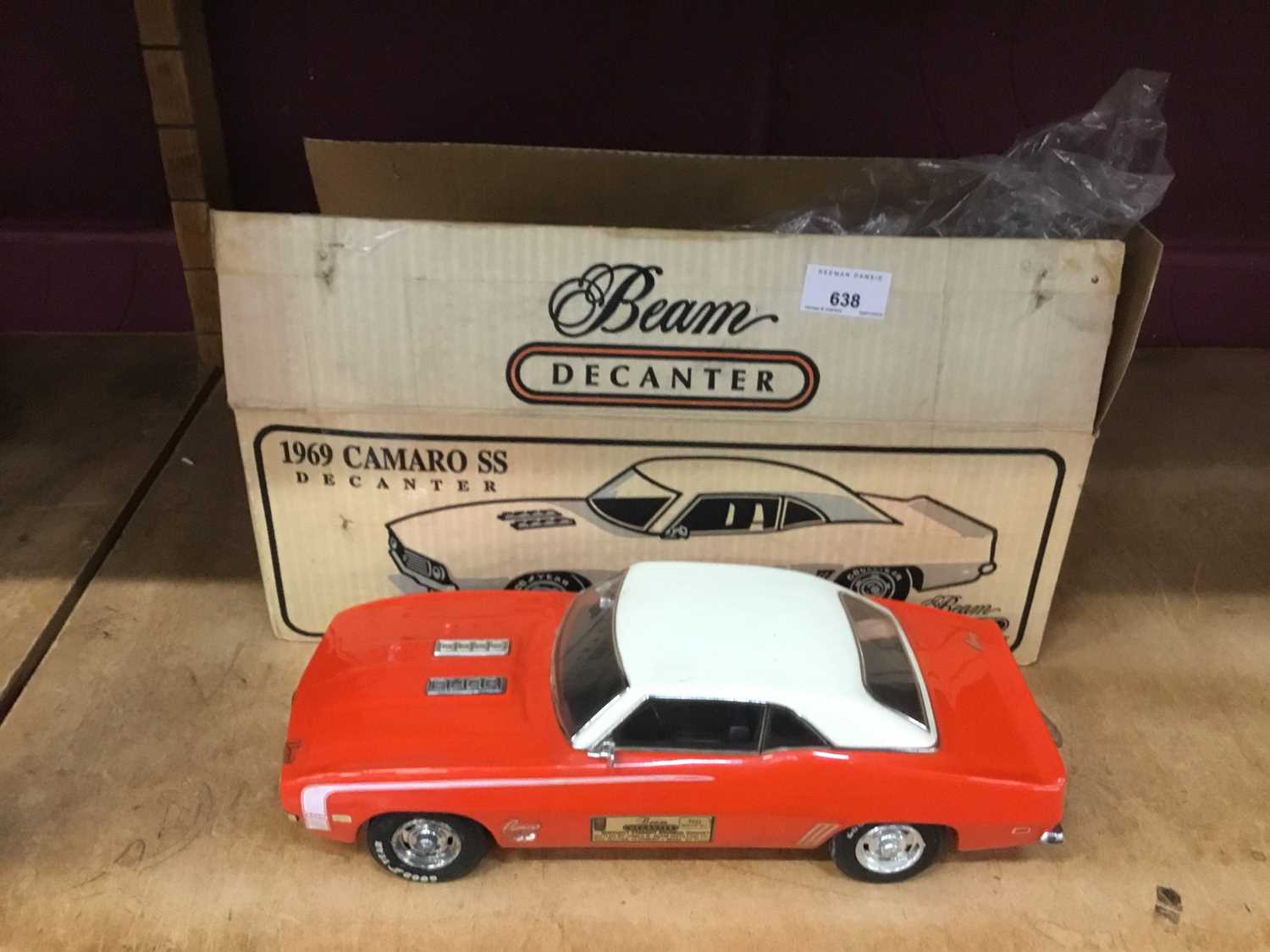 Lot 638 - Jim Beam Whiskey novelty Camaro SS decanter (full) with box