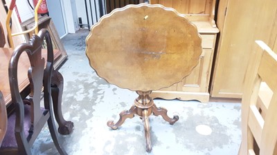 Lot 1149 - Victorian burr walnut tilt top occasional table on column and four splayed legs, 82cm x 67cm