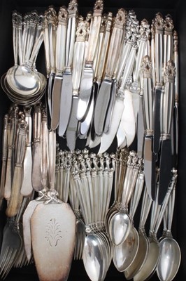 Lot 300 - 20th century Danish silver part table service of Georg Jensen Acorn pattern cutlery