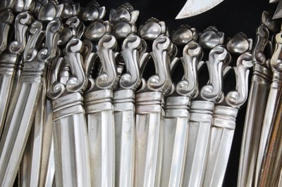 Lot 300 - 20th century Danish silver part table service of Georg Jensen Acorn pattern cutlery