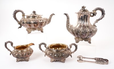 Lot 293 - A Victorian silver tea and coffee service and sugar tongs