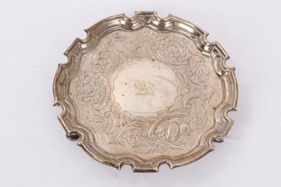 Lot 296 - Mid 18th century silver engraved small waiter
