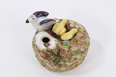Lot 84 - Four 19th century birds nest shaped Staffordshire pottery inkwells