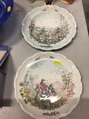 Lot 291 - Five Royal Albert The Wind in The Willows characters (Ratty and Toad boxed) and two related plates