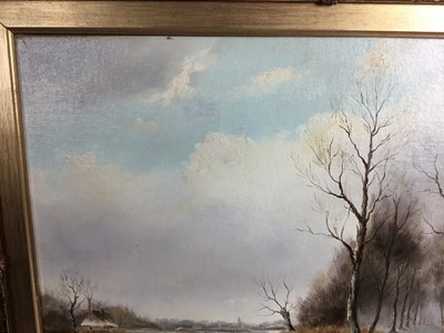 Lot 87 - Johannes Van Hessel, oil on canvas - ‘A Winter Landscape’, signed, 40cm x 50cm in gilt frame