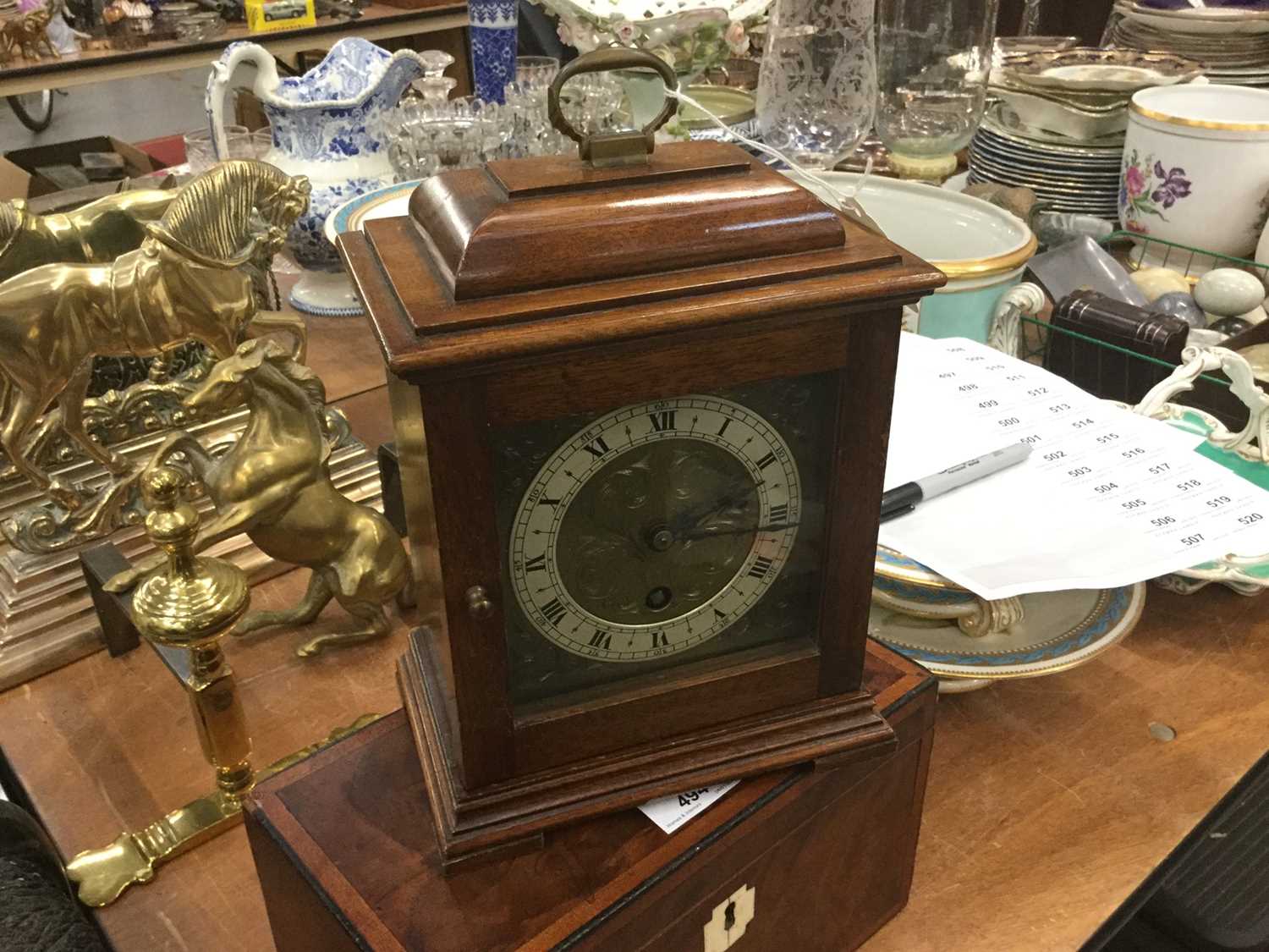 Lot 496 Reproduction mahogany cased mantel clock