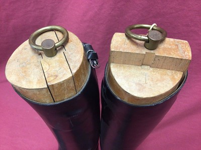 Lot 914 - Pair of ladies black leather riding boots with wooden trees