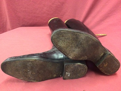 Lot 914 - Pair of ladies black leather riding boots with wooden trees