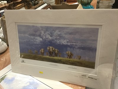 Lot 409 - David Shepherd, signed limited edition print 'A Celebration of Elephants' no. 238 / 400 also inscribed on mount 'to Mervyn best wishes David'