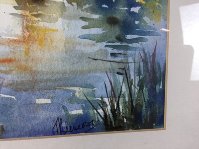 Lot 4 - Julia Blencowe (Contemporary) watercolour - ‘Autumn, the lake South Weald’, signed, 25cm x 23cm, in glazed frame