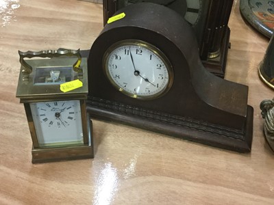 Lot 544 - French brass carriage clock, together with a small early 20th century mantel clock.