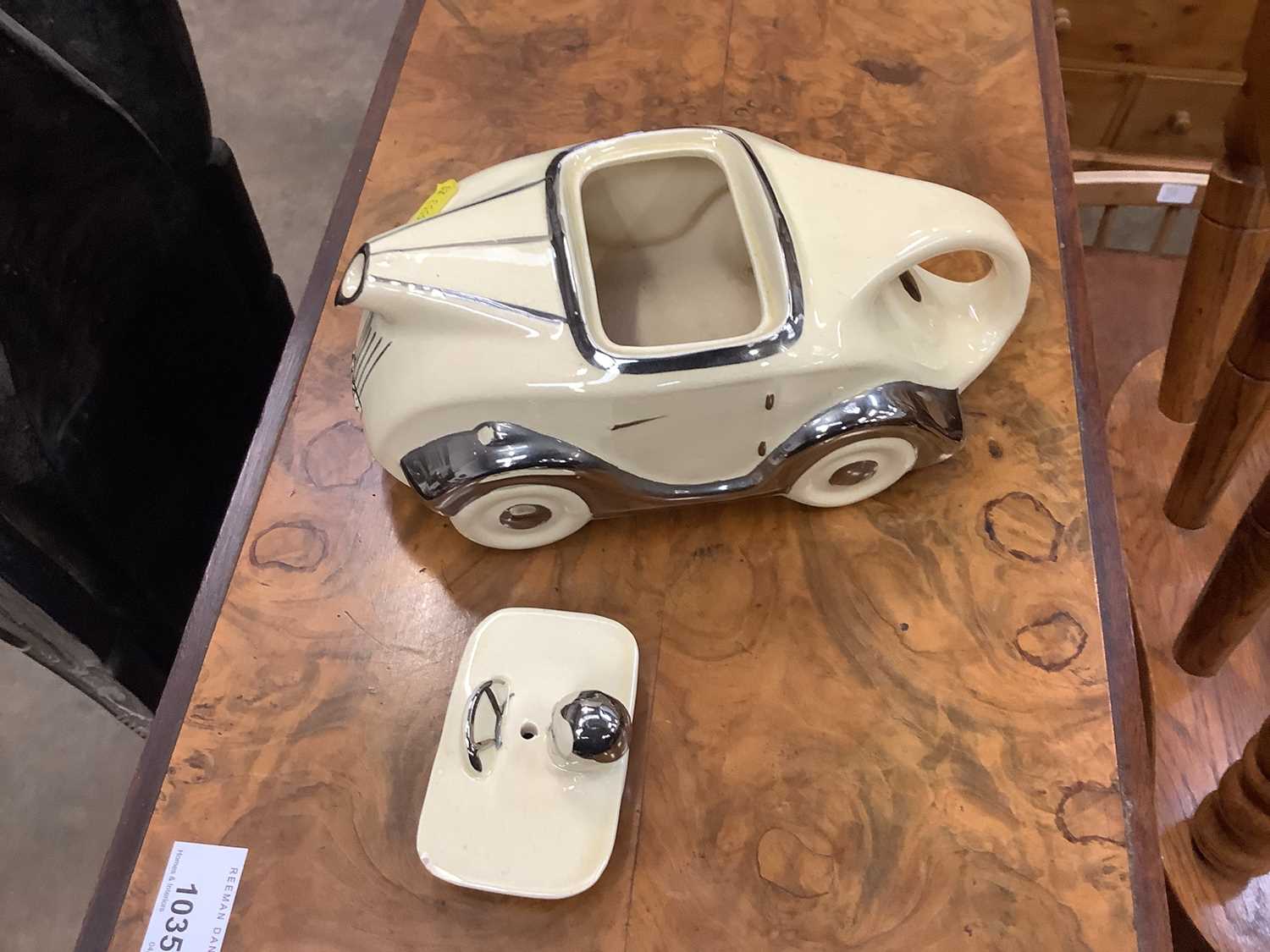 Lot 568 Art Deco style racing car teapot by Sadler
