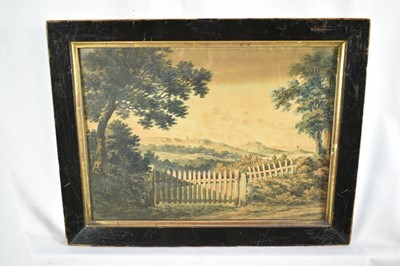 Lot 1169 - Set of four early 19th century watercolours of Channel Islands interest, 36.5cm x 10.5cm in glazed ebonised frames