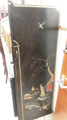 Lot 1215 - Pair of Oriental wardrobe doors with chinoiserie decoration