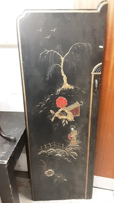 Lot 1215 - Pair of Oriental wardrobe doors with chinoiserie decoration