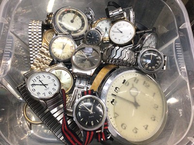 Lot 872 - Group of vintage wristwatches, miniature carriage clock, stopwatch etc