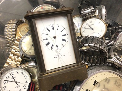 Lot 872 - Group of vintage wristwatches, miniature carriage clock, stopwatch etc