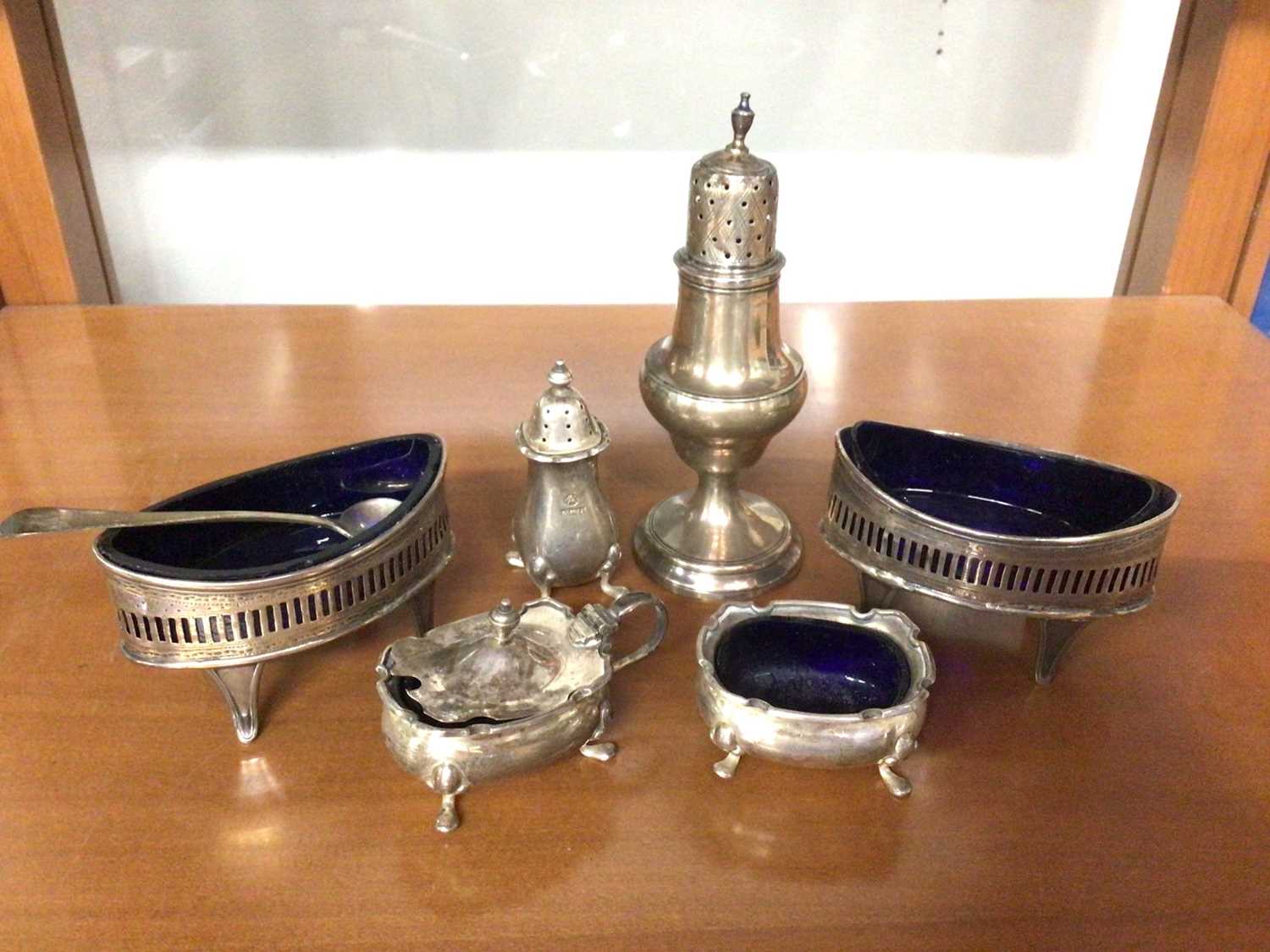 Lot 876 - Group of silver condiments