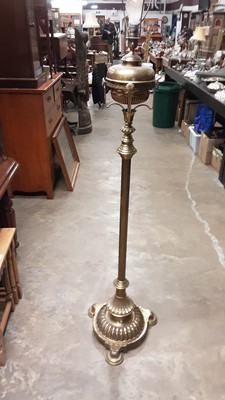 Lot 1219 - Victorian brass adjustable standard lamp converted to electricity