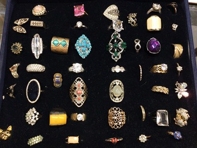 Lot 888 - Collection of gem set dress rings in case