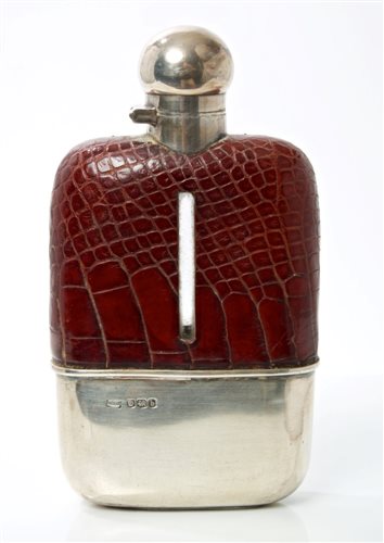 Lot 234 - 1920s Silverer mounted glass spirit flask with...