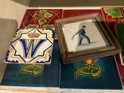 Lot 363 - 18th century Dutch tile, another Dutch tile, various Victorian tiles. (11)