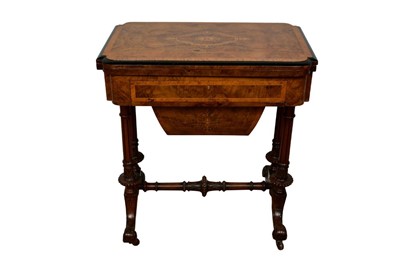 Lot 1349 - Mid Victorian figured walnut work/games table