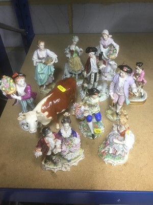 Lot 370 - Small collection of porcelain figurines including Dresden and Beswick.