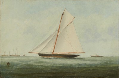 Lot 1101 - George Mears (1826-1906) oil on canvas, The Yacht Britannia at Sea, inscribed, signed and indistinctly dated, 30.5cm x 46.5cm, unframed