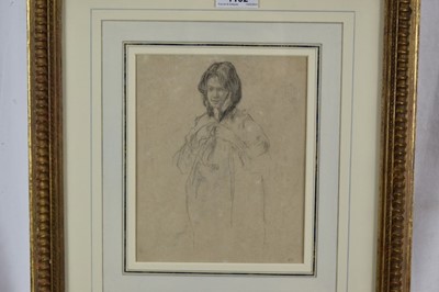 Lot 1102 - Henry Tonks (1862-1937) pencil study of a young girl, initialled, 19cm x 16cm, in glazed gilt frame