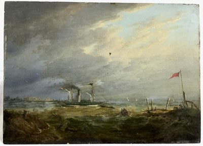 Lot 10 - 19th century oil on panel, Marine scene, 32cm x 23cm, unframed